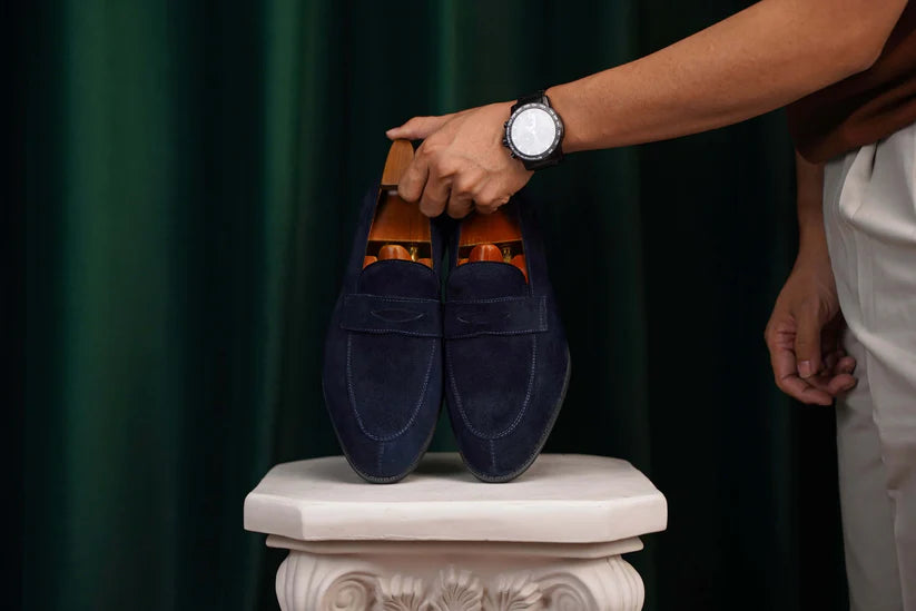 NAVY BLUE SUEDE LOAFERS