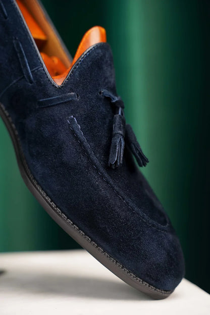 BLUE SUEDE LOAFER WITH TASSEL