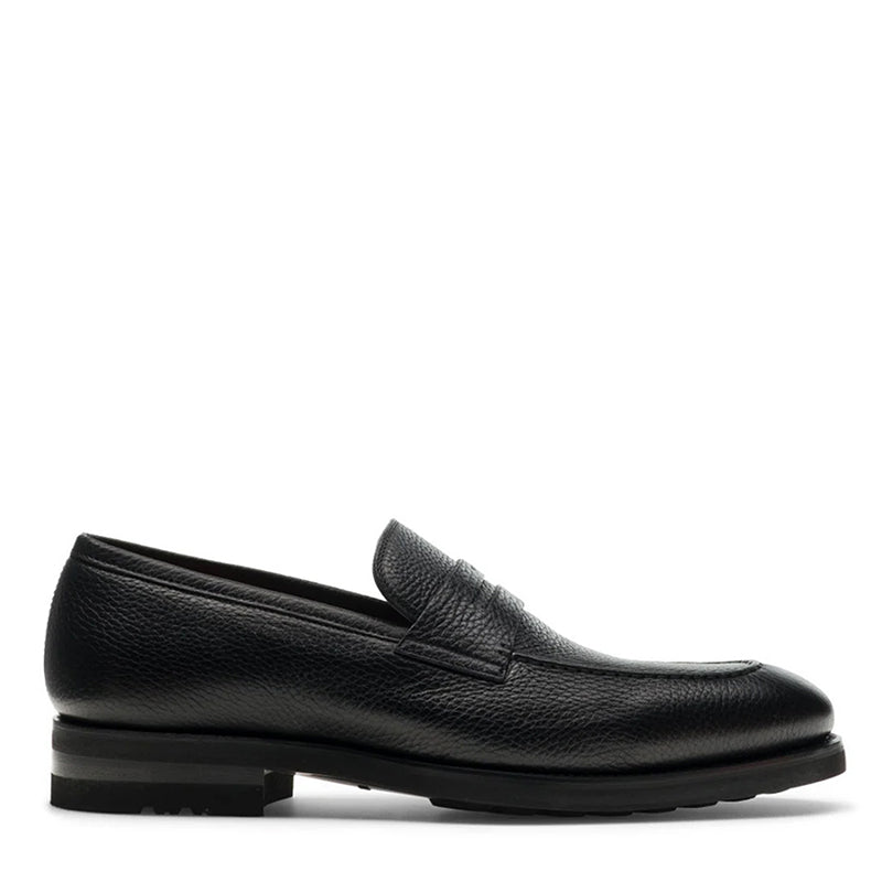 BLACK MILLED LOAFER WITH RUBBER SOLE