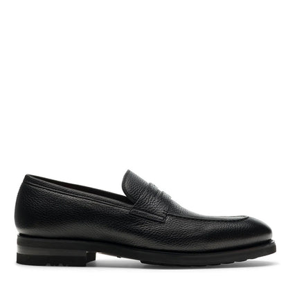 BLACK MILLED LOAFER WITH RUBBER SOLE