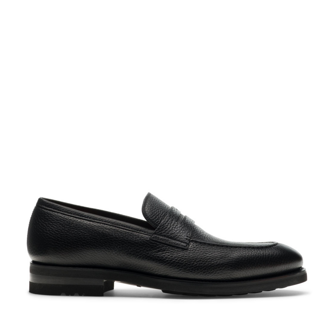 BLACK MILLED LOAFER WITH RUBBER SOLE