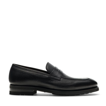 BLACK MILLED LOAFER WITH RUBBER SOLE