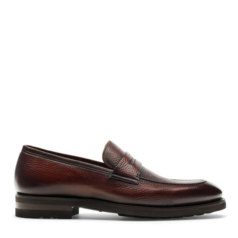 BROWN MILLED LOAFER WITH RUBBER SOLE