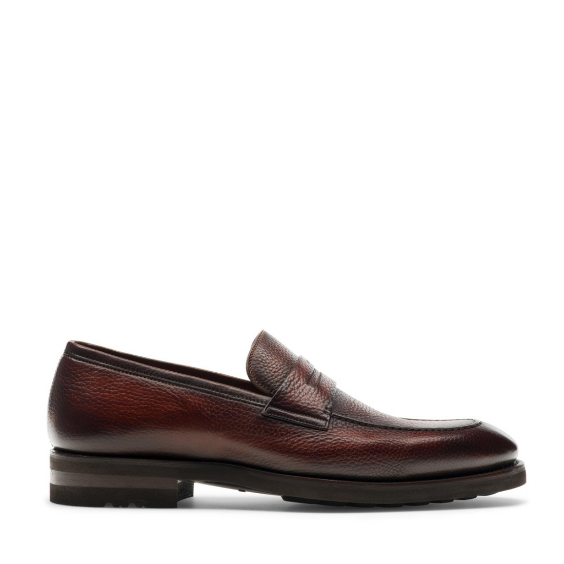 BROWN MILLED LOAFER WITH RUBBER SOLE