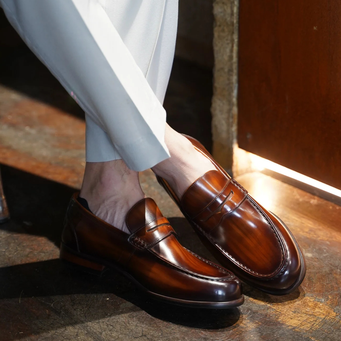 BROWN KINOWA LEATHER LOAFERS