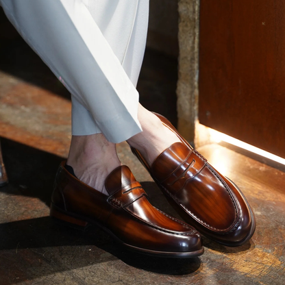 BROWN KINOWA LEATHER LOAFERS