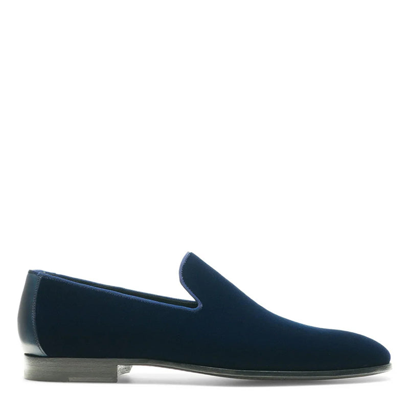 LUXURY BLUE VELVET SLIP ON