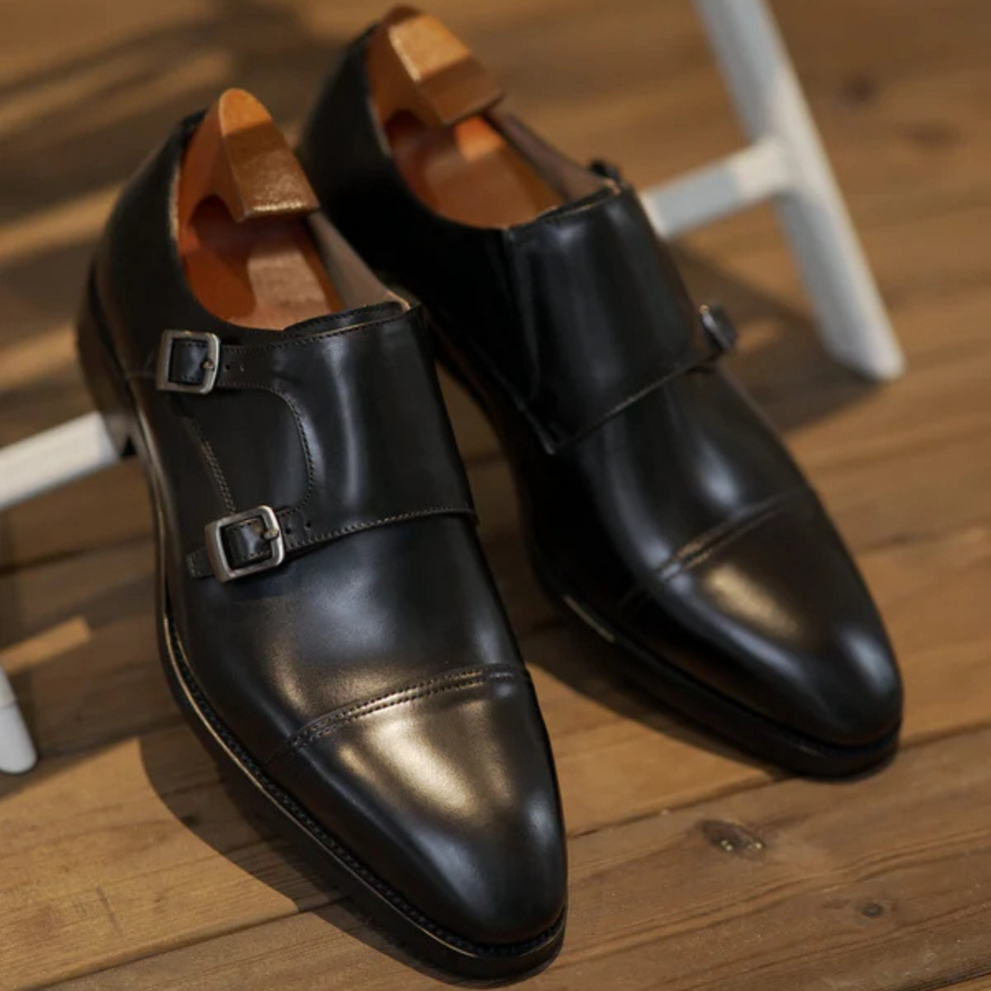 Black slice toe Monkstraps