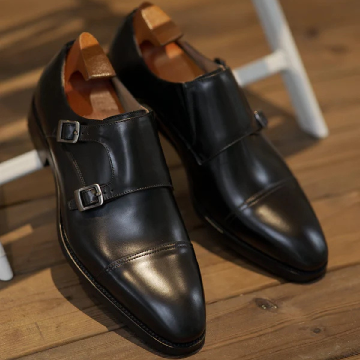 Black slice toe Monkstraps