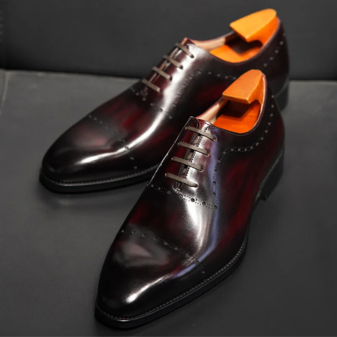 WINE CAP TOE OXFORDS