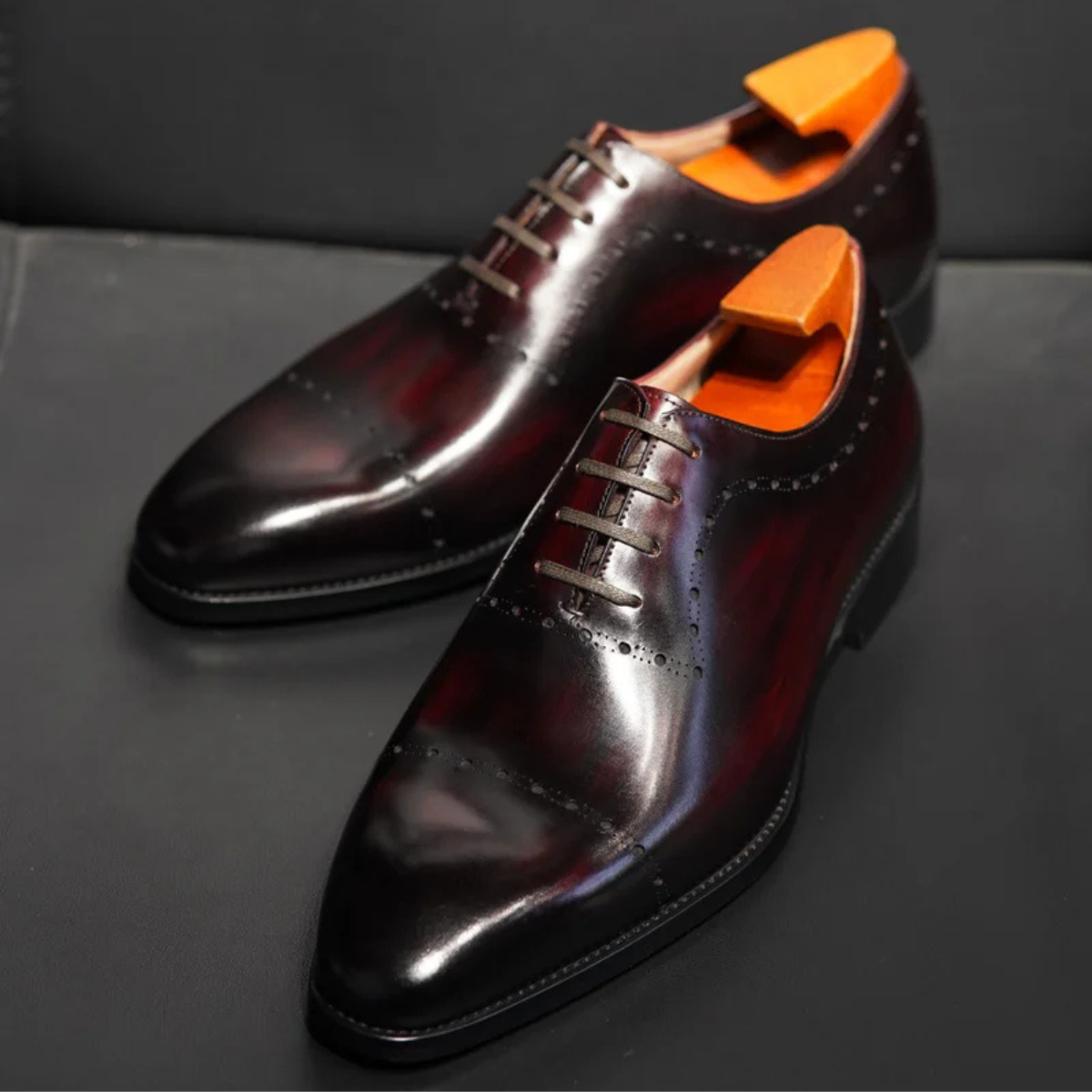 WINE CAP TOE OXFORDS