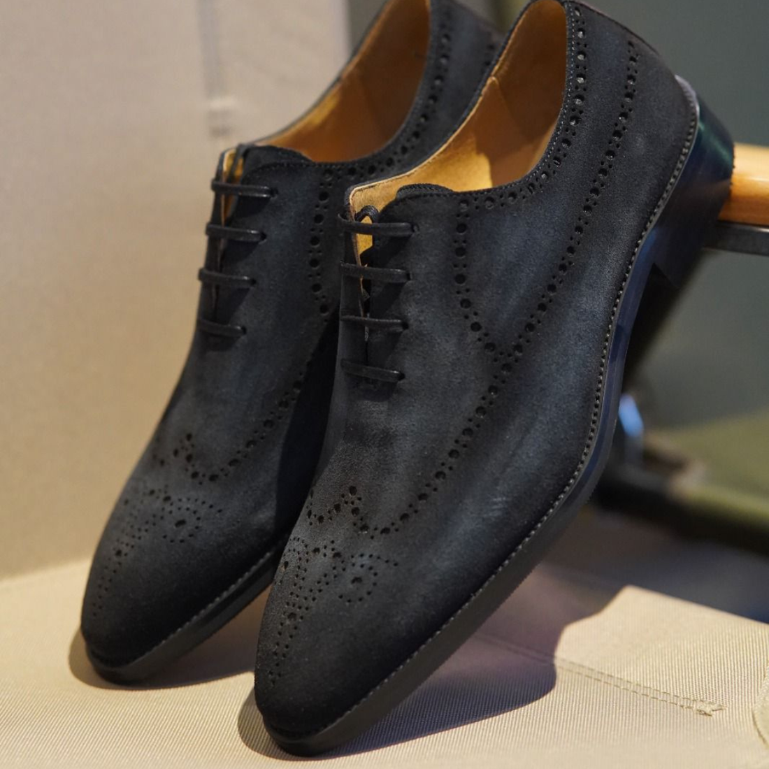 MIDNIGHT NAVY SUEDE WINGTIP BROGUE OXFORDS
