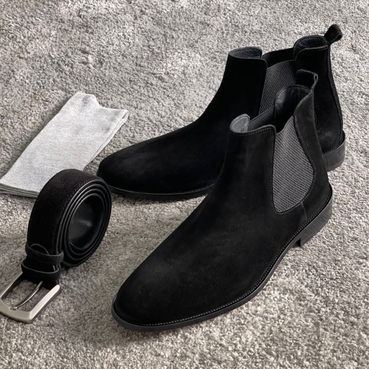 BLACK SUEDE CHELSEA BOOT