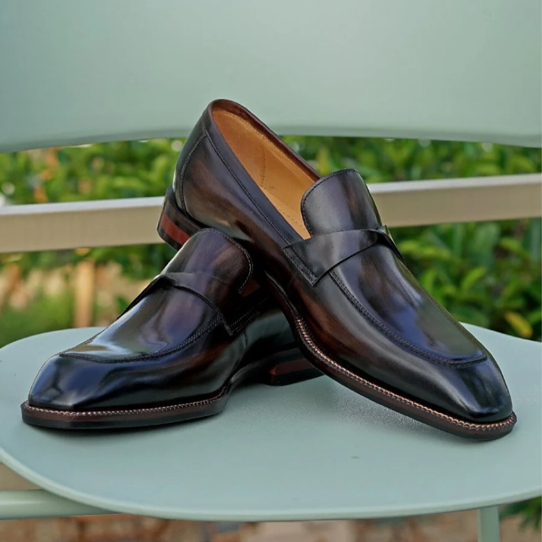 BROWN SQUARE TOE LOAFERS