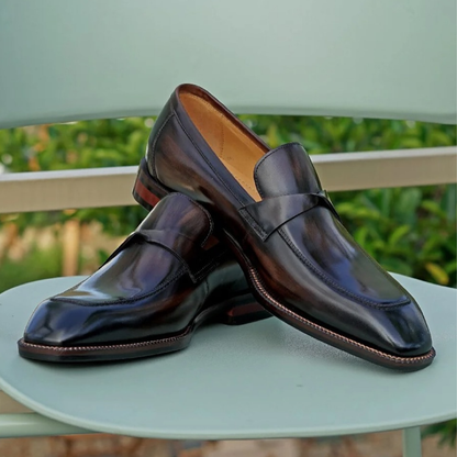 BROWN SQUARE TOE LOAFERS