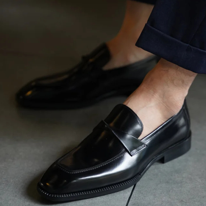 BLACK SQUARE TOE LOAFERS
