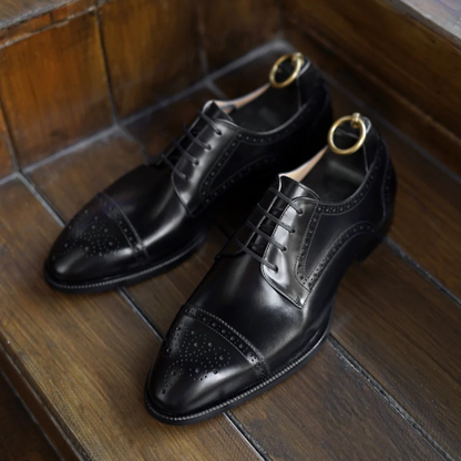 BLACK SMOOTH LEATHER DERBY