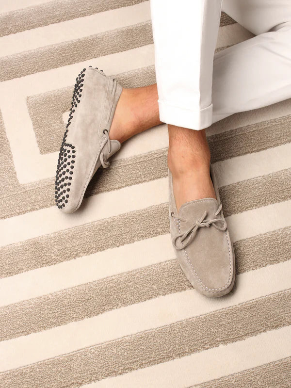 Light Grey Suede Driving Shoes