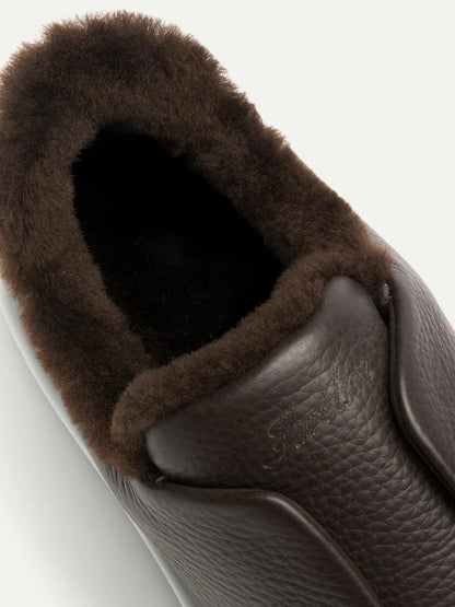 BROWN LEATHER FUR SNEAKER