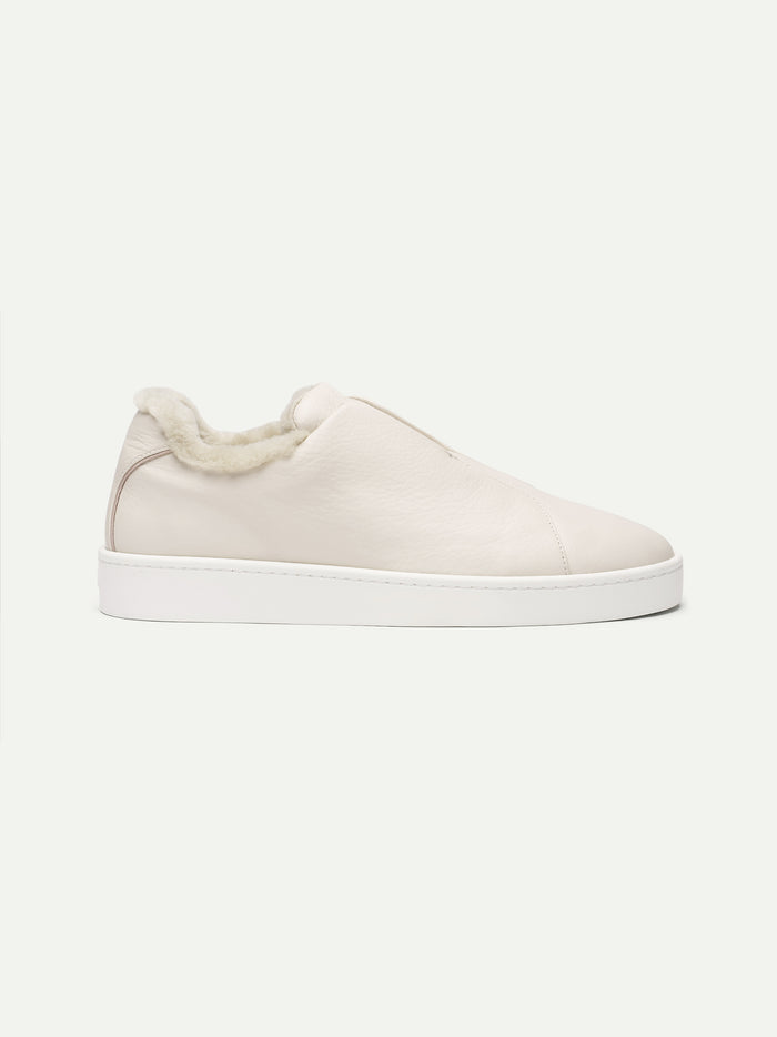 OFF WHITE LEATHER FUR SNEAKER