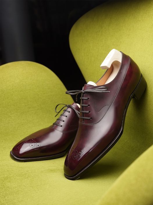 WINE LEATHER OXFORDS WITH FLAT LACES