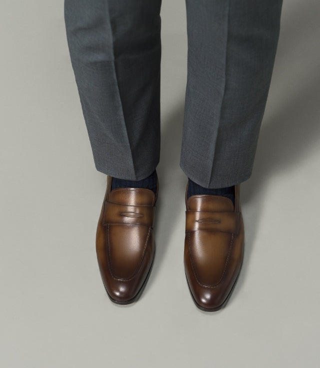 BROWN APRON TOE PENNY LOAFERS