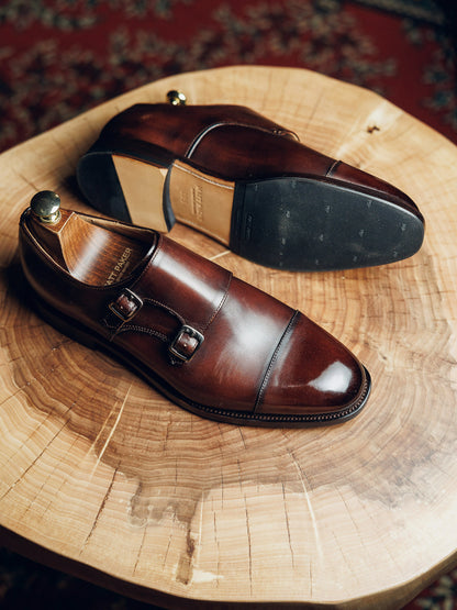 ED117 | BROWN CAP TOE DOUBLE MONK