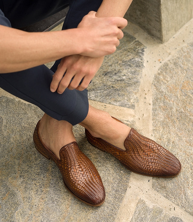 HAND WOVEN LOAFERS | DARK TAN LOAFERS