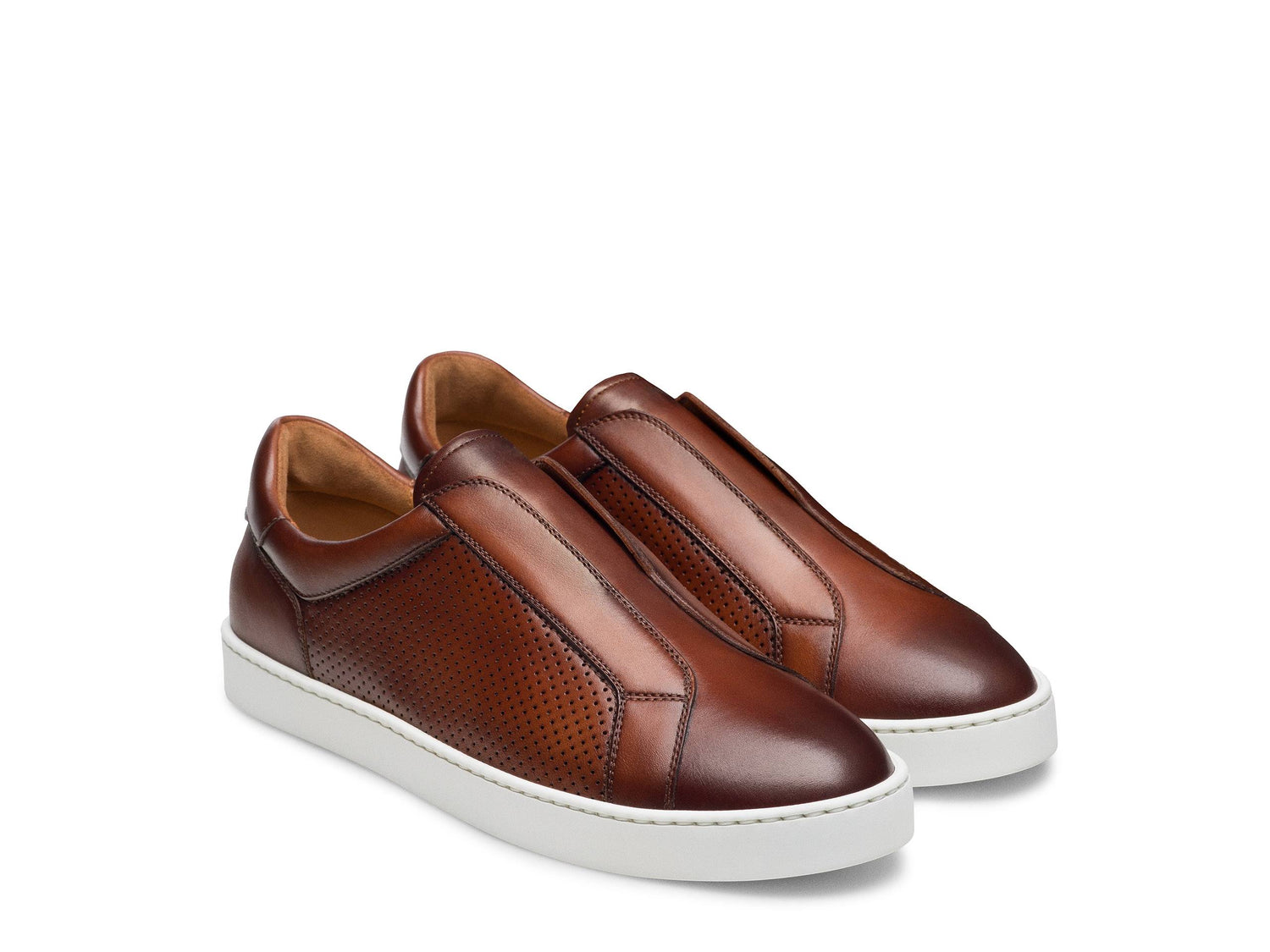 VENEZIA-04 - LACELESS TAN LEATHER SNEAKERS