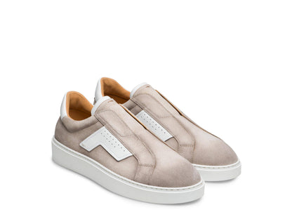 PARMA-13 - GREY LACELESS SUEDE LEATHER SNEAKERS