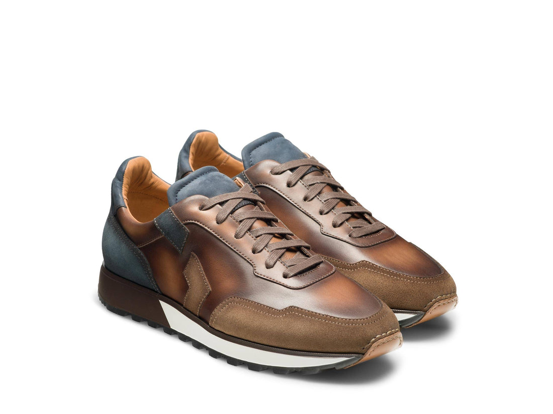 Ryan -  TAN &amp; BLUE SUEDE LEATHER SNEAKERS