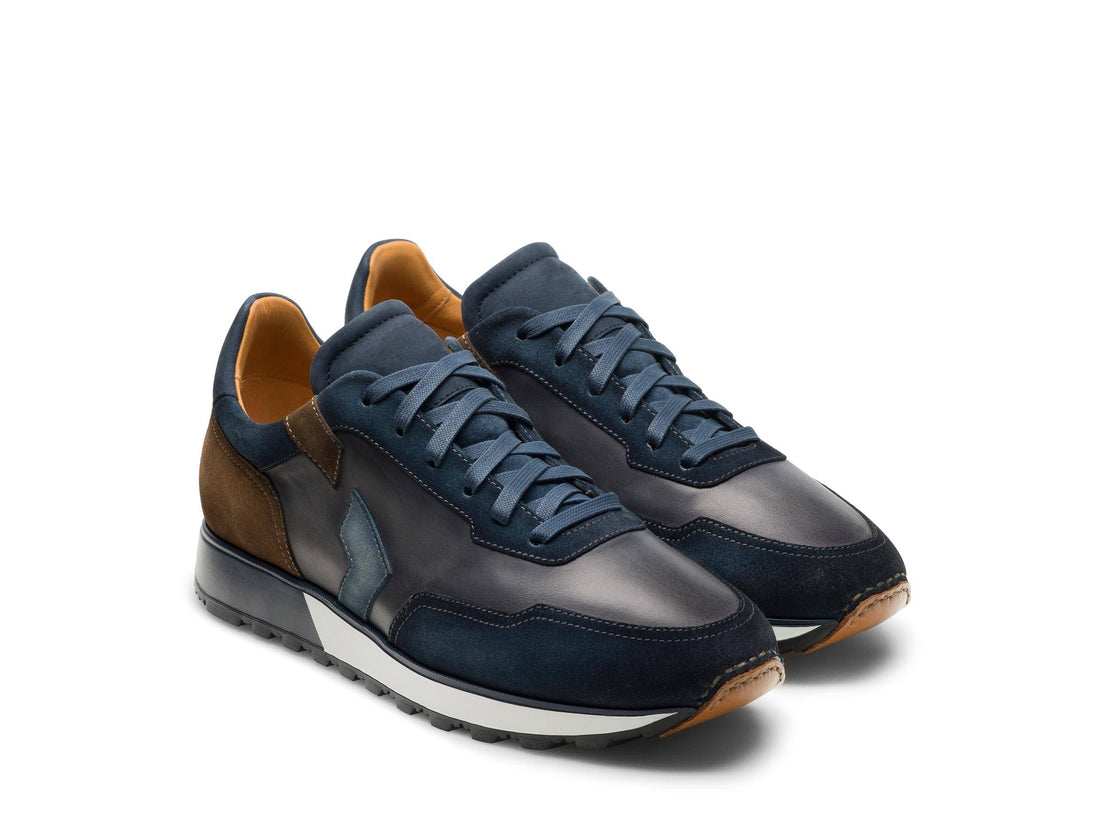 Jason - DEEP BLUE &amp; BROWN SUEDE LEATHER SNEAKERS