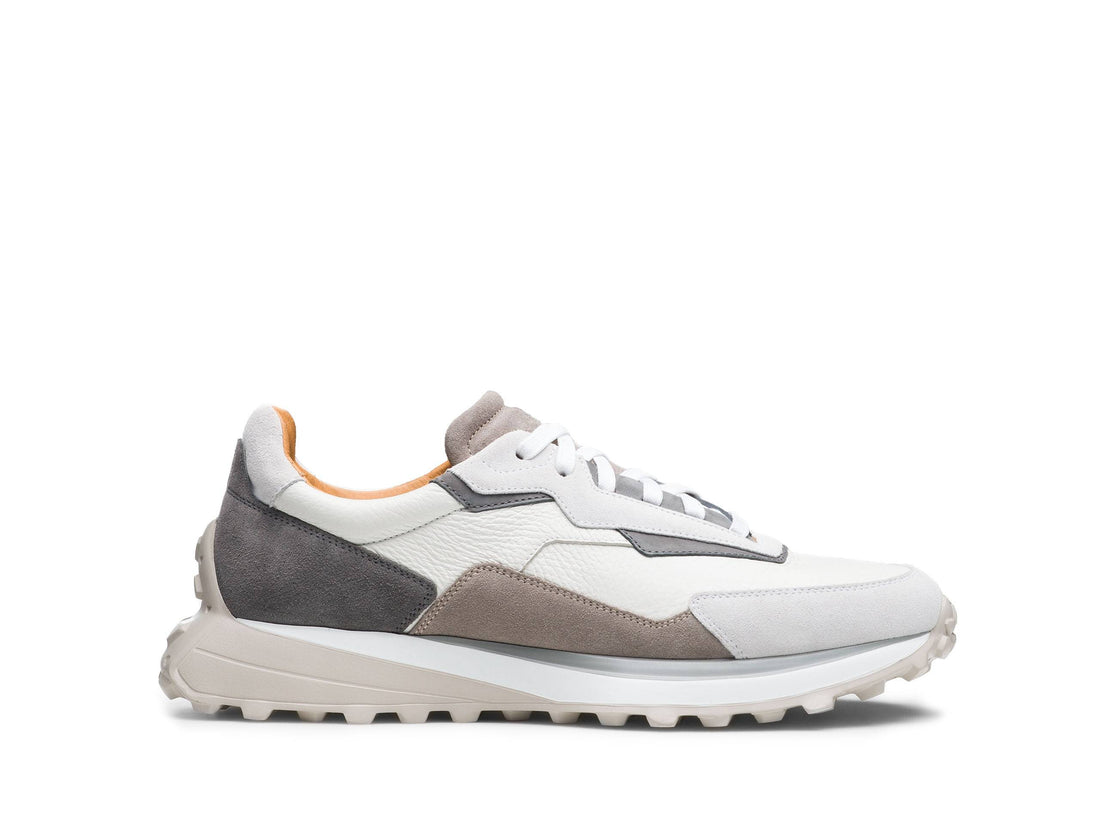 GENOVA-CLASS - WHITE & DARK GREY SUEDE LEATHER SNEAKERS