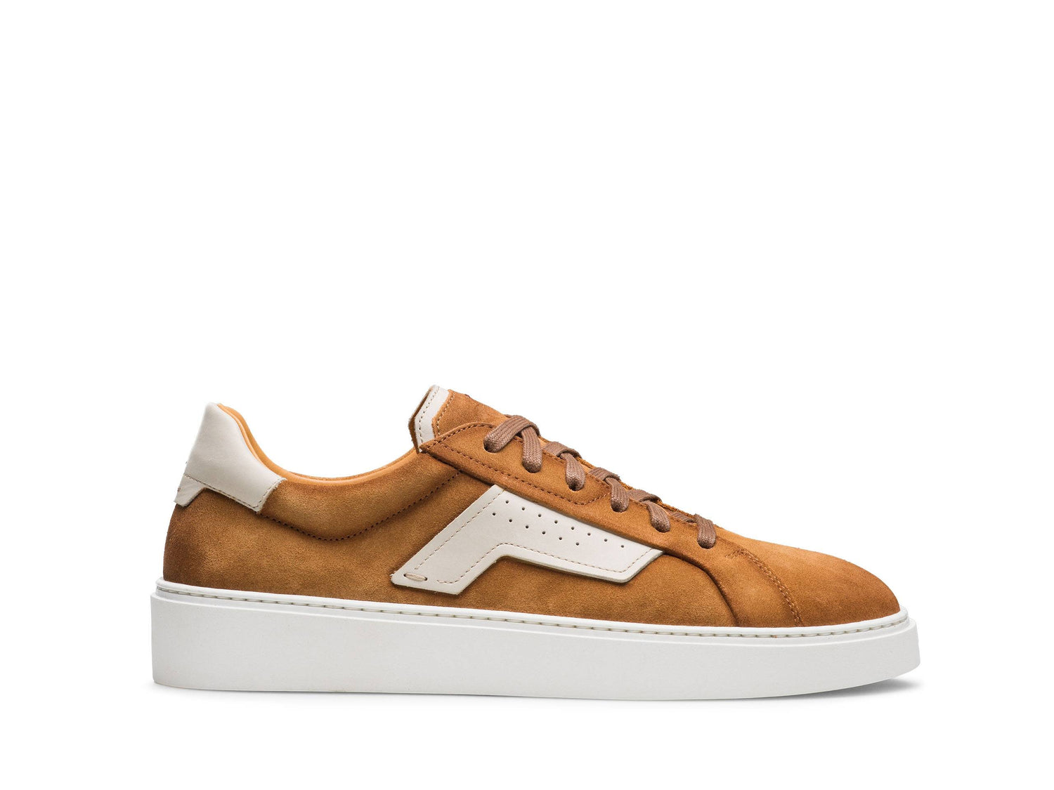 MODENA-12 - TAN &amp; WHITE SUEDE LEATHER SNEAKERS