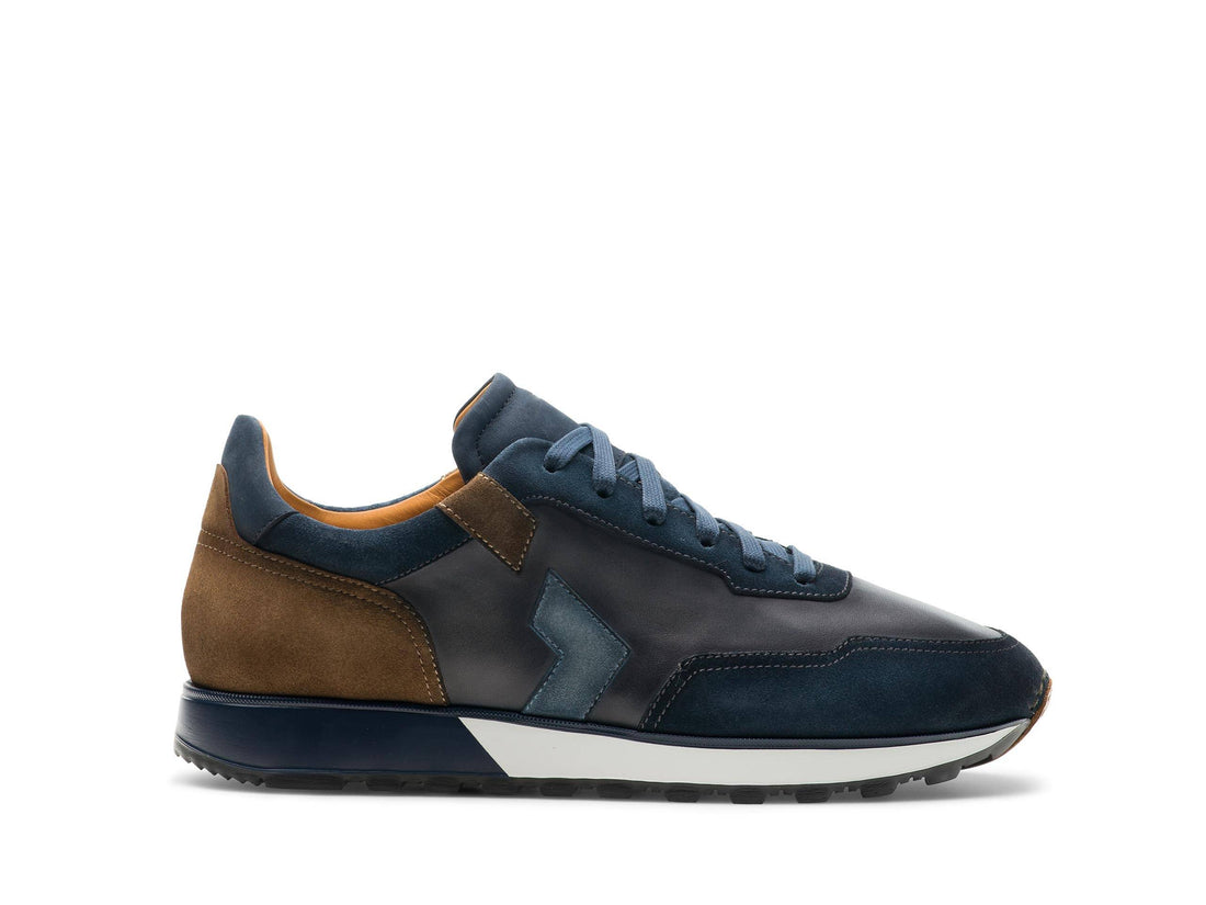 Jason - DEEP BLUE &amp; BROWN SUEDE LEATHER SNEAKERS