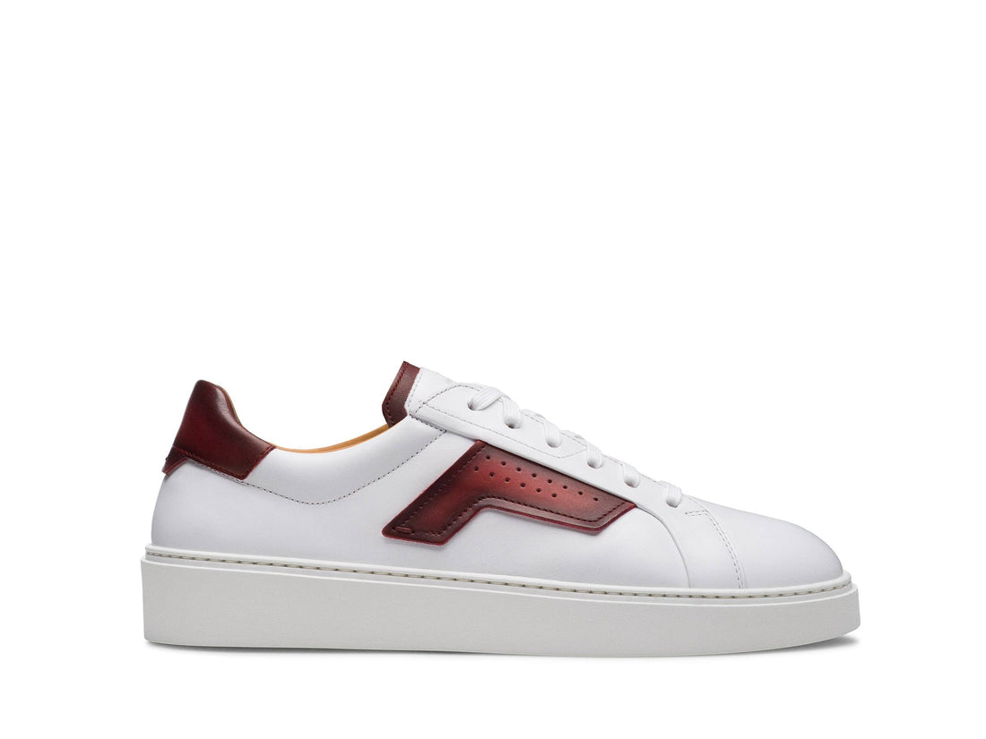 PADOVA-20 - WHITE WITH DARK BROWN LEATHER SNEAKERS