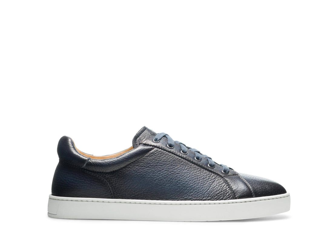Chris - SHADY INK BLUE LEATHER SNEAKERS