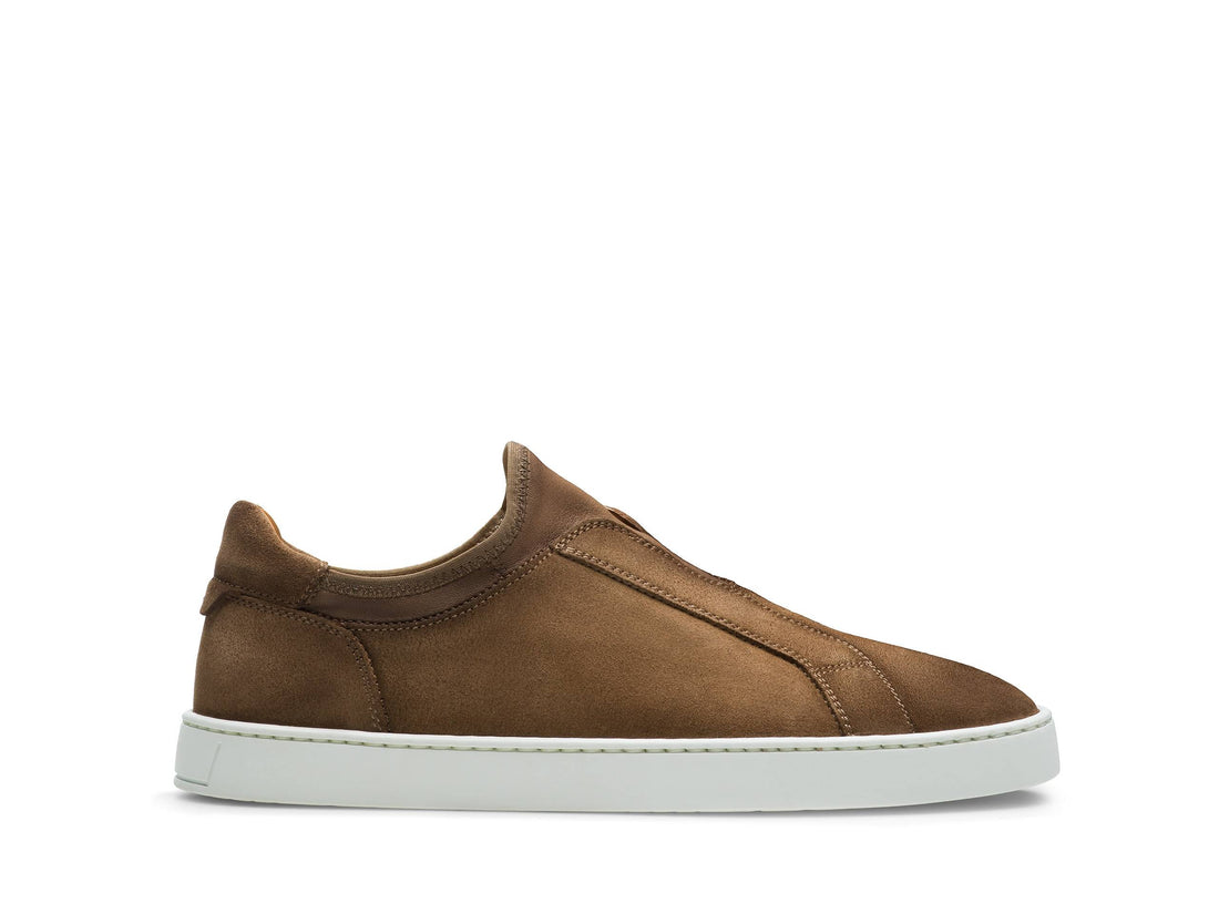 Danny - BROWN WHITHOUT LACE SUEDE LEATHER SNEAKERS