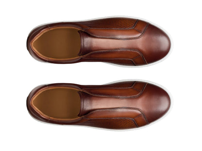 VENEZIA-04 - LACELESS TAN LEATHER SNEAKERS