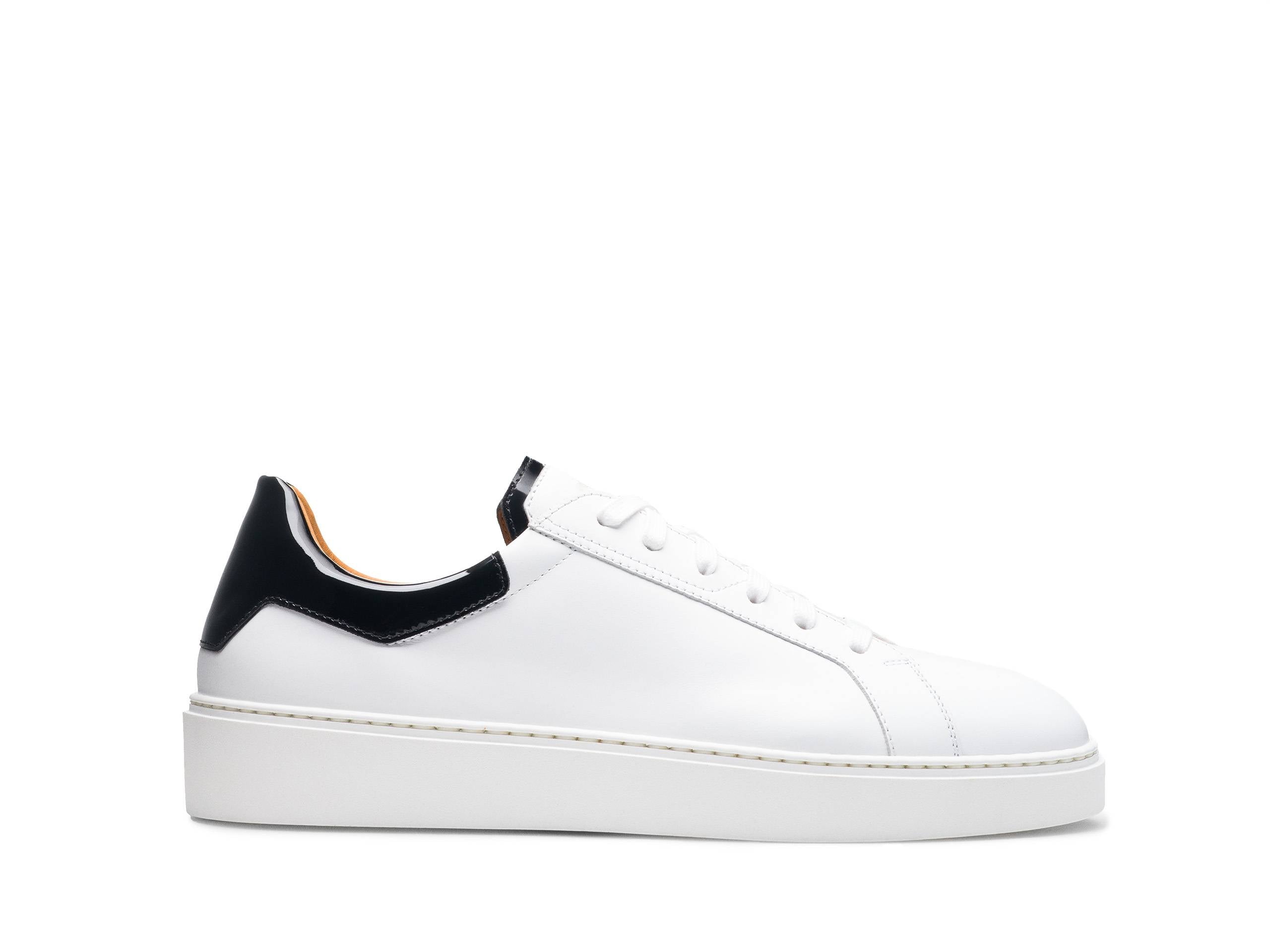 MILANO-999 - WHITE &amp; BLACK LEATHER SNEAKERS