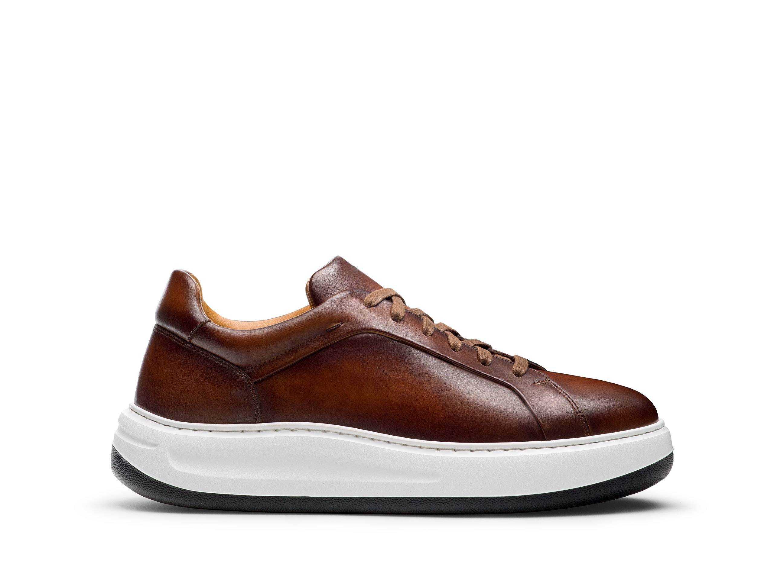 BELLUS-02 - BROWN GLOSY LEATHER SNEAKER