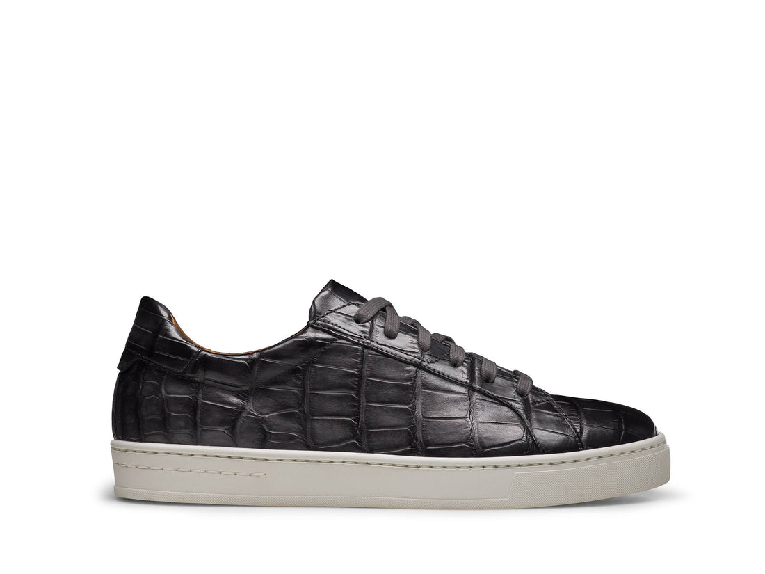 BLACK CROCO LEATHER SNEAKERS