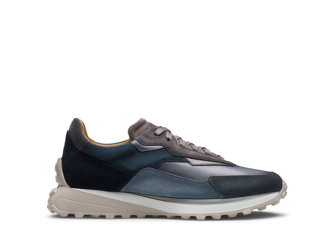 PARMA-EL- DARK BLUE WITH BROWN  SUEDE LEATHER SNEAKERS
