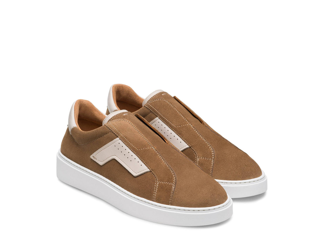 UDINE-21 - LIGHT TAN LACELESS SUEDE LEATHER SNEAKERS