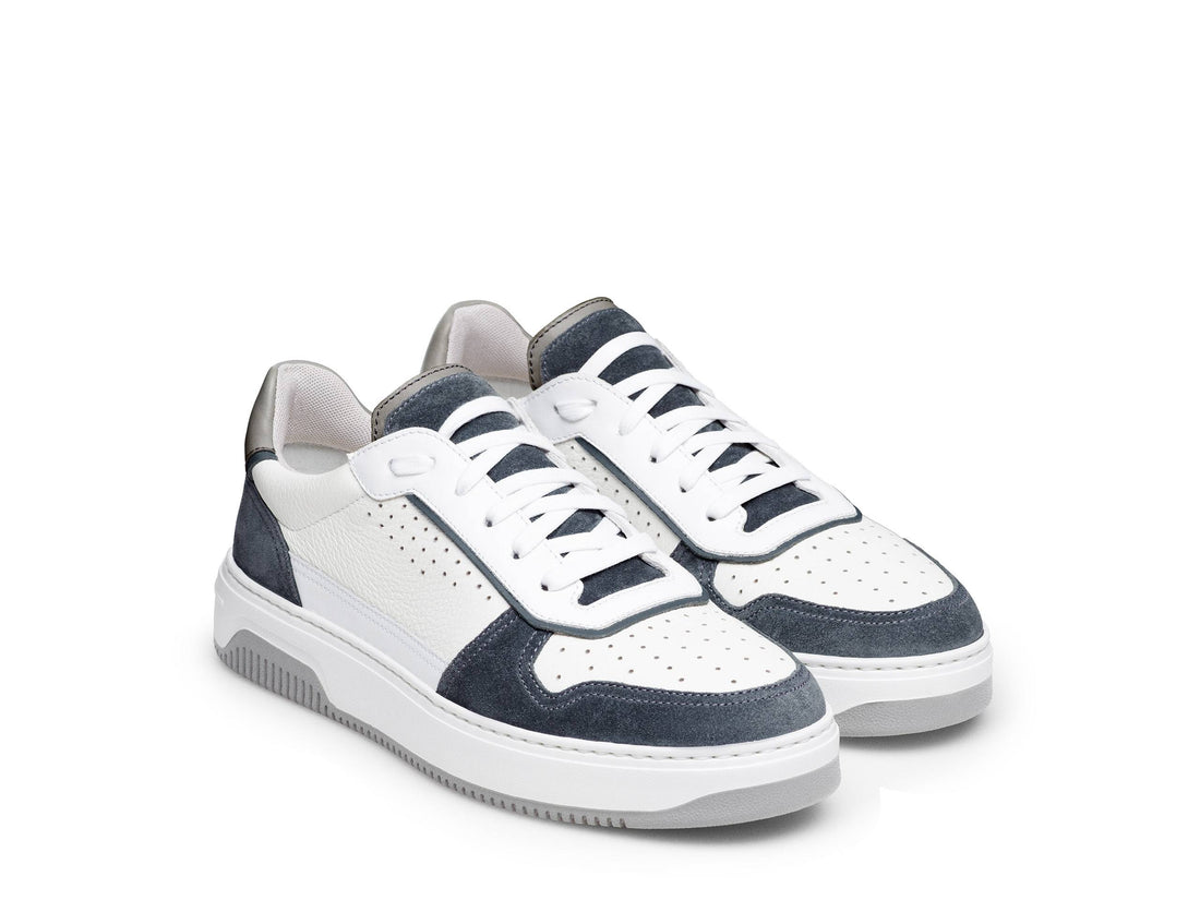 VICENZA-24 - WHITE WITH DARK GREY LEATHER SNEAKERS