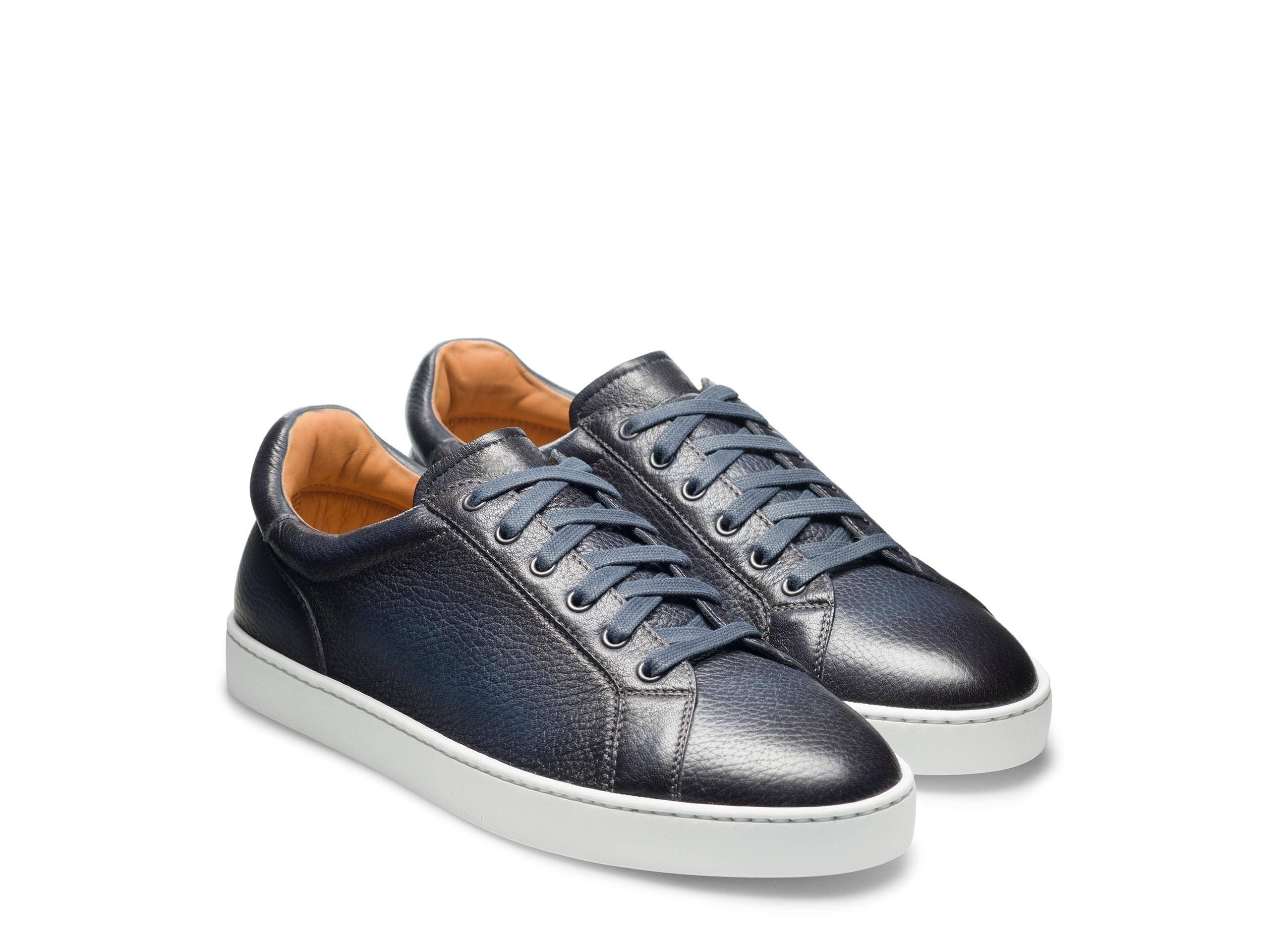 Chris - SHADY INK BLUE LEATHER SNEAKERS