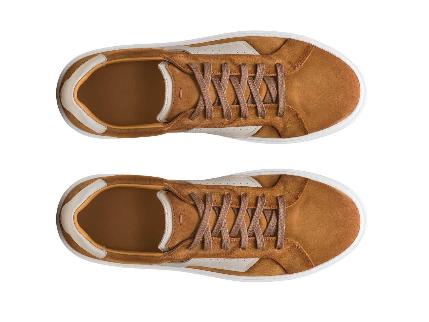 MODENA-12 - TAN &amp; WHITE SUEDE LEATHER SNEAKERS
