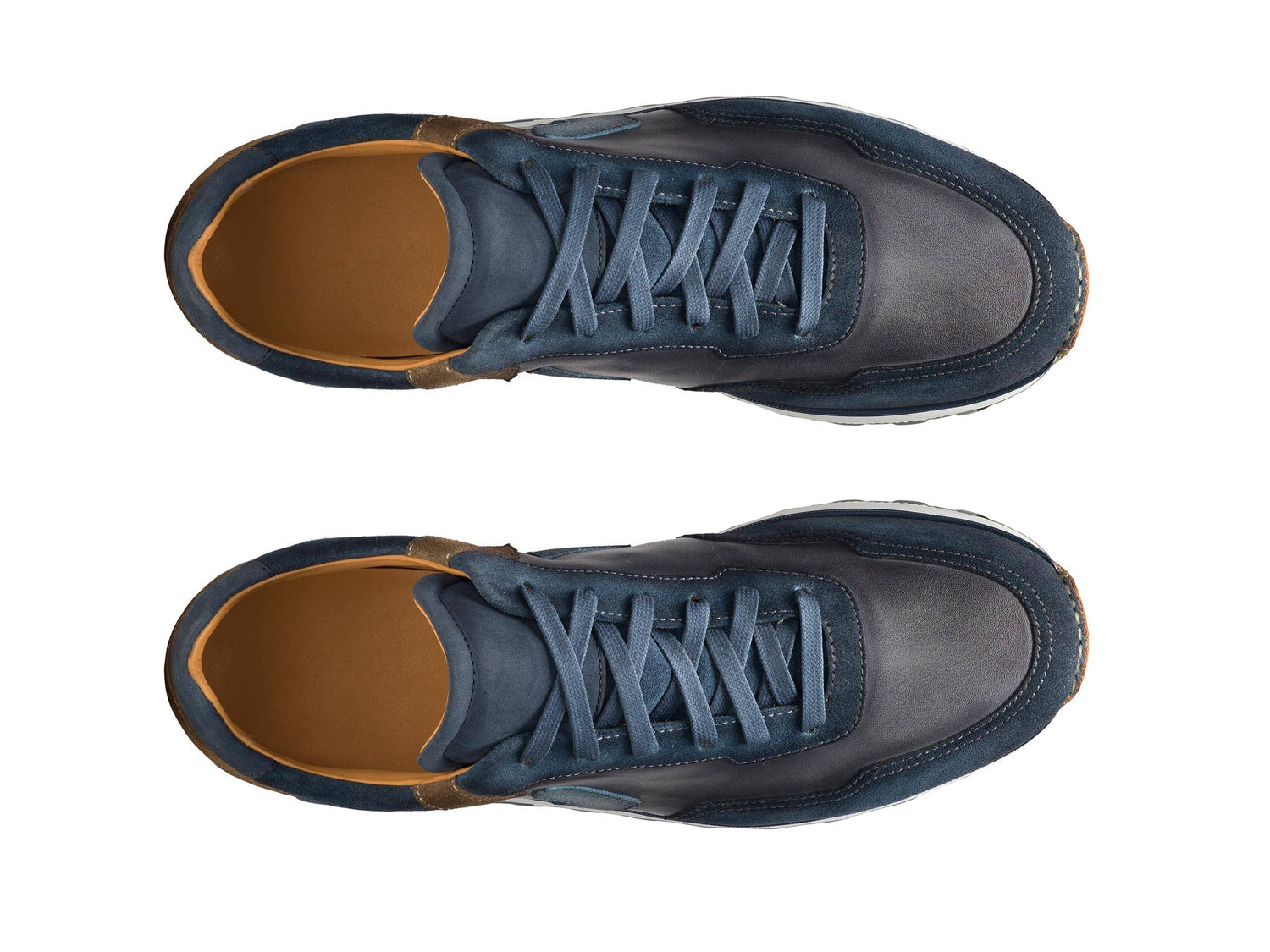 Jason - DEEP BLUE &amp; BROWN SUEDE LEATHER SNEAKERS