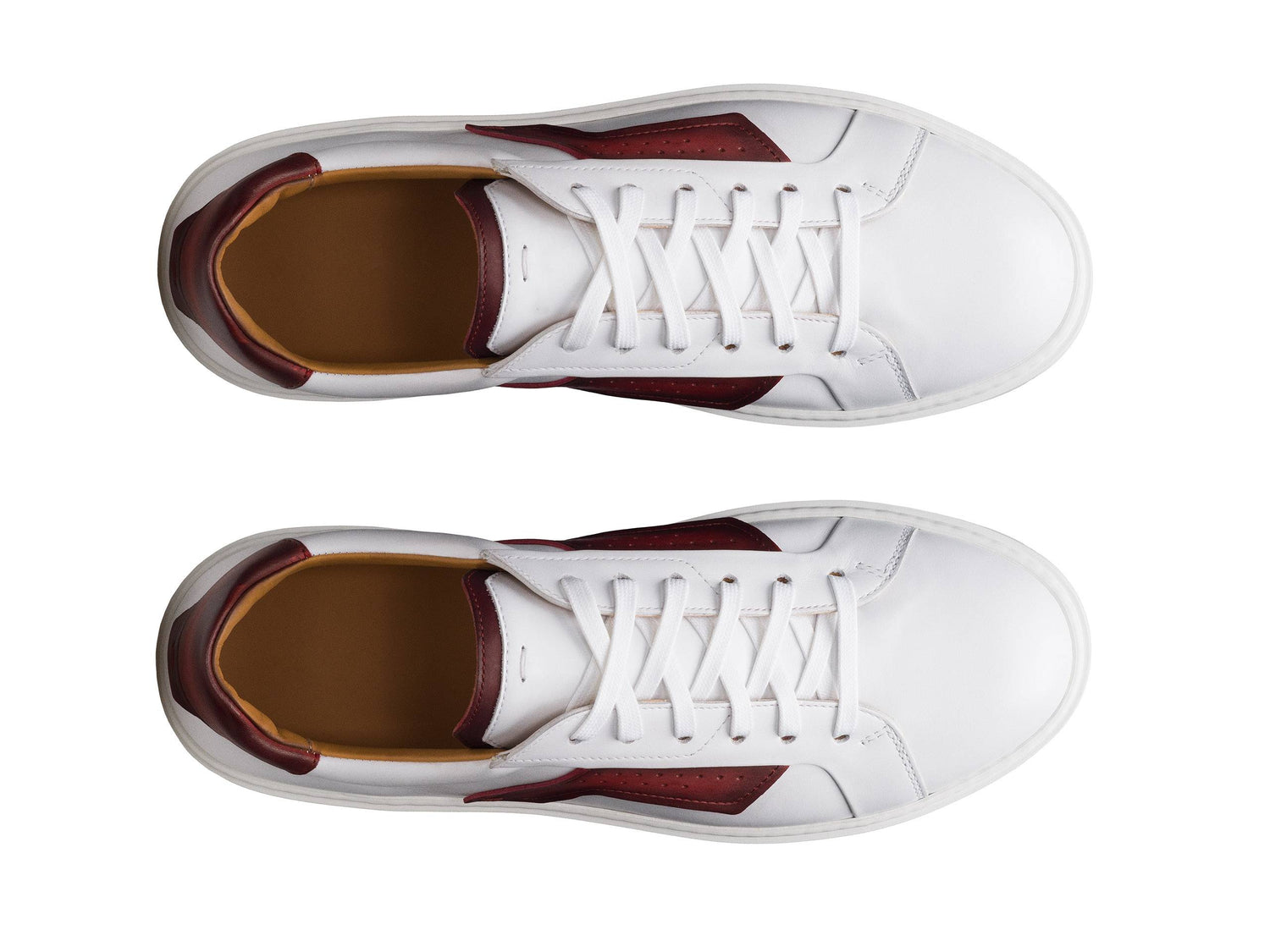 PADOVA-20 - WHITE WITH DARK BROWN LEATHER SNEAKERS
