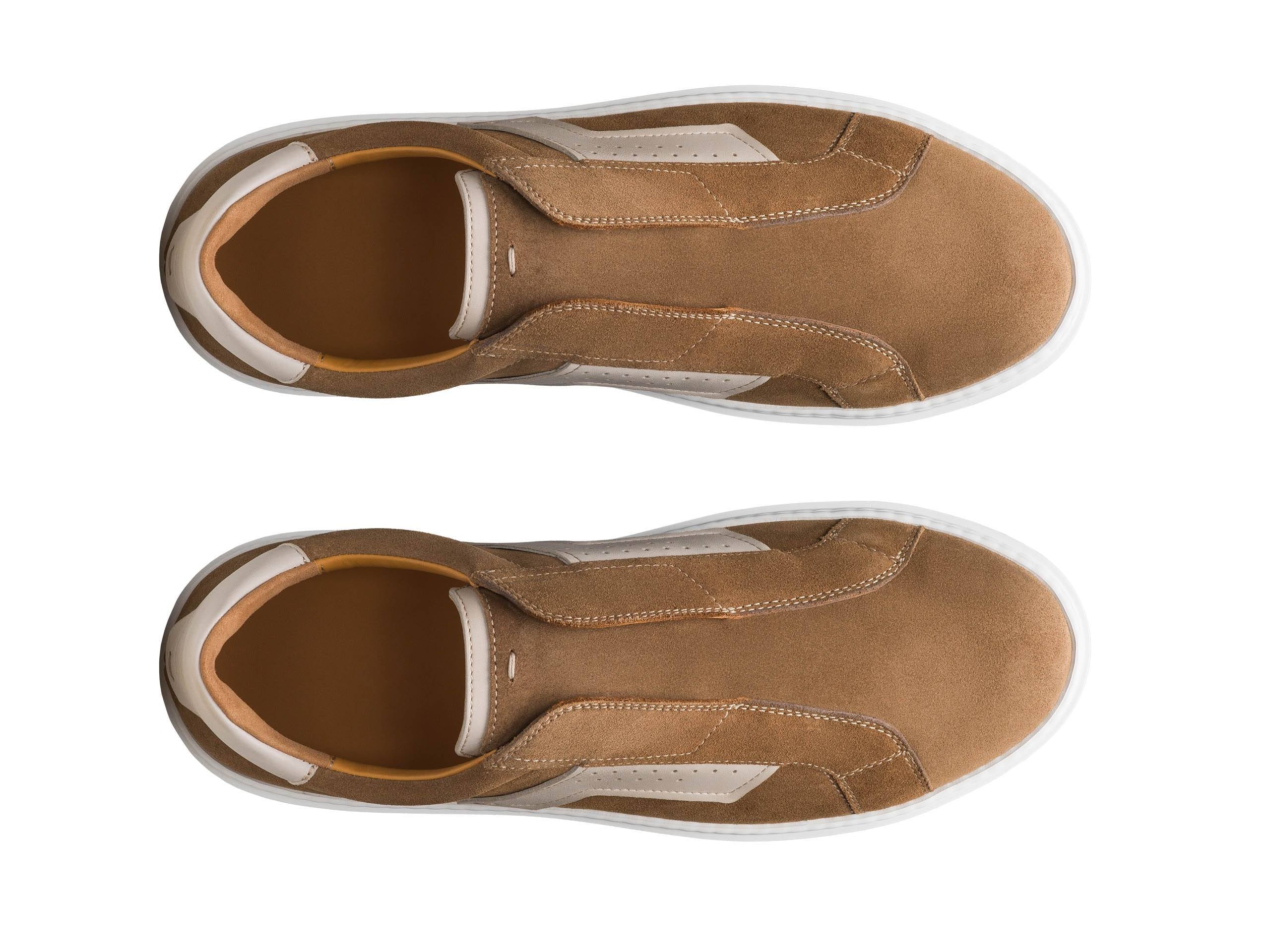 UDINE-21 - LIGHT TAN LACELESS SUEDE LEATHER SNEAKERS